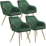 thumbnail of tectake Eetkamerstoel Marilyn, fluweeloptiek, doorgestikt - donkergroen/goud, Set van 4 - 405753