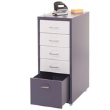 thumbnail of Rollcontainer Boston T851, Schubladenschrank Stahlschrank, 69x28x41cm 5 Schubladen ~ dunkelgrau weiß-dunkelgrau