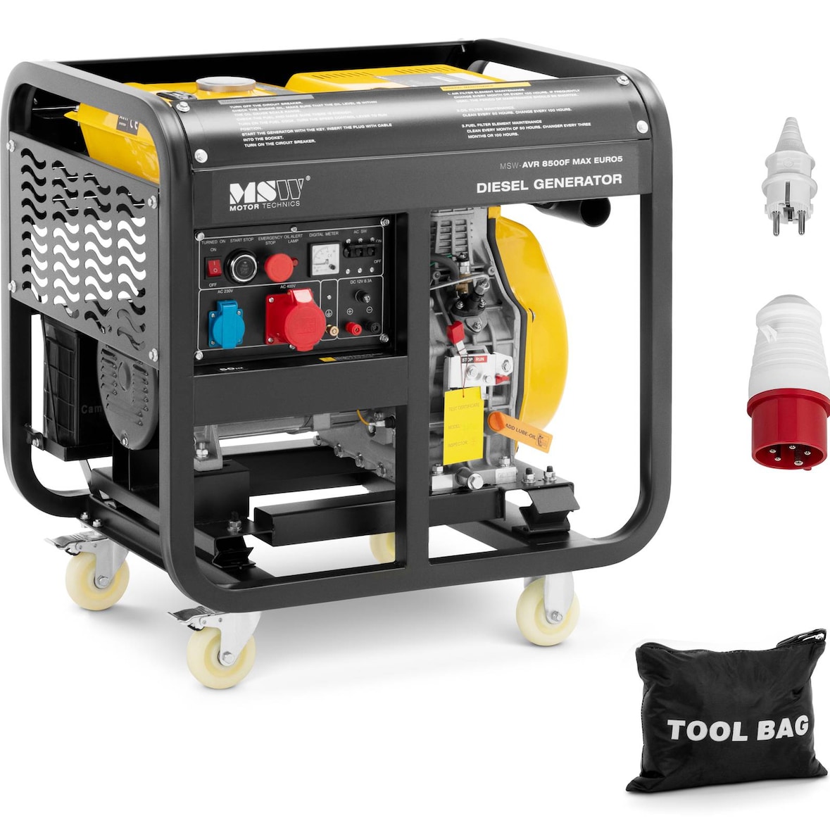 MSW Notstromaggregat Diesel - 2830 / 8500 W - 30 L - 230/400 V - mobil - AVR - Euro 5