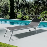 thumbnail of Coppia Di Lettini Prendisole Pieghevole Professionale in Alluminio Tessuto Textilene Tettuccio Parasole Sdraio Mare Spiaggia 182x60x38 cm Grigio Scuro