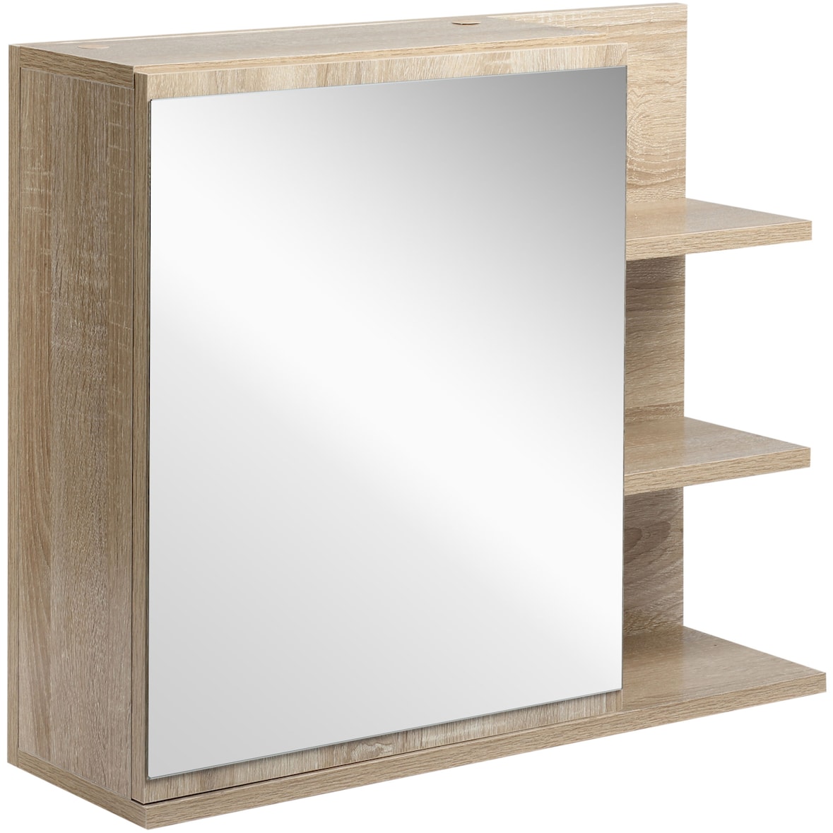 kleankin Specchiera Bagno a Parete con Anta e Ripiani in Legno