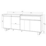 thumbnail of Sideboard, Schrank, Küche, Sideboard, Flurmöbel, 200x35x87cm, 4 Türen, Elektrischer Kamin, Industriedesign, Moderner Stil, Eiche und Schwarz _ 62_16