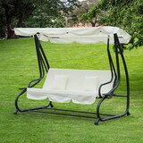 thumbnail of Outsunny Columpio Balancín Jardín Convertible en Cama Techo Ajustable Acero Beige