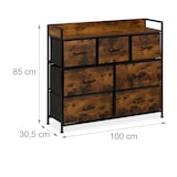 thumbnail of Relaxdays Kommode, HBT: 85x100x30,5 cm, 7 Stoffschubladen, Flur, Schlafzimmer, Industrial Schubladenregal, braun/schwarz