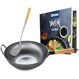 thumbnail of Sárten Wok con libro de recetas y espátula plano