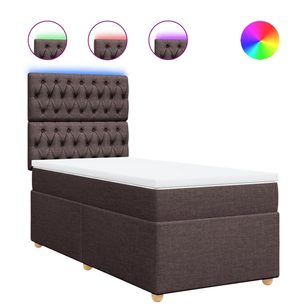 vidaXL Boxspringbett mit Matratze Dunkelbraun 100x200 cm Stoff