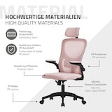 thumbnail of ML-Design Bürostuhl ergonomisch Rosa, Mesh, Kopfstütze, Armlehnen, Lendenstütze, Wippfunktion, Drehstuhl mit Rollen, Computerstuhl Chefsessel