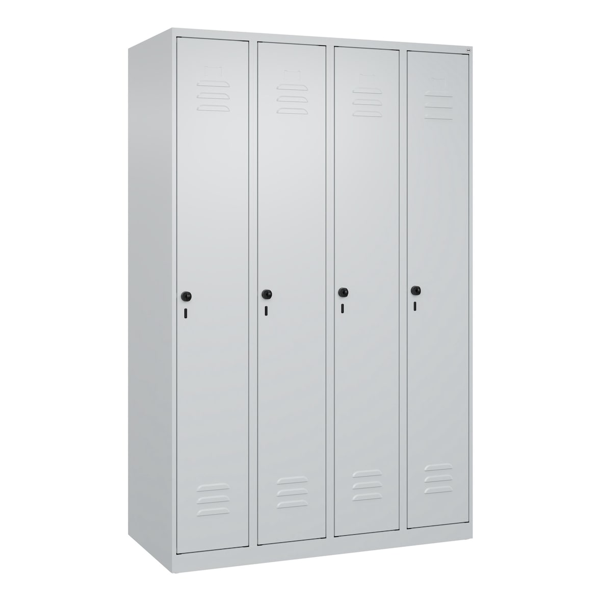 C+P Spind Classic PLUS, 4 Abteile, HxBxT 185x120x50cm, Sicherheitsdrehriegel, Hellgrau/Hellgrau von PROREGAL