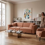 thumbnail of Canapé droit en velours côtelé 3 places L 230 cm terracotta