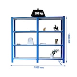 thumbnail of Módulo de 2 estantes Officlick com 4 prateleiras cada. Azul/branco 1500x1800x300 mm