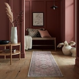 thumbnail of Maschinenwaschbarer Traditioneller Vintage-Teppich aus recycelten Fasern, rutschfest - `Hald`. Farbe: Rosa, 60x230 cm | Kadima Design