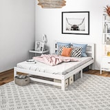 thumbnail of Estrutura de Cama de Madeira Estrado de Cama de Casal para Colchão 190x135 cm Carga 300 kg 195x141x80 cm Branco