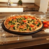 thumbnail of Relaxdays rundes Pizzablech, Backblech 4er Set, Backset aus beschichtetem Carbonstahl, Pizza & Flammkuchen, 33cm Ø, grau