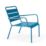 thumbnail of Pacific blauwe metalen fauteuil en voetensteun