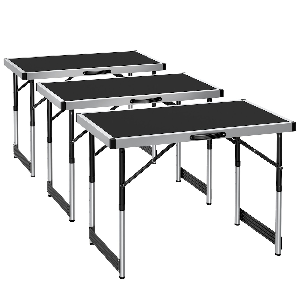 tectake tavolo da lavoro in alluminio, 3 pezzi - 401030