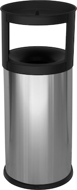 thumbnail of Stil Casa selbstlöschender Abfalleimer mit Aschenbecher, Edelstahl, Ø 31xh. 80 cm, Schutzrand aus Kunststoff, 40 Liter, satiniert.