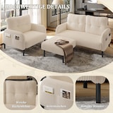 thumbnail of Merax Modulares 3er-Set Cord-Sofa: Sessel, 2-Sitzer & Hocker mit Tasche, Beige