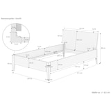 thumbnail of Metallfreies breites Bett aus Buchenholz konische Füße 120x200 mit wählbaren Zubehör V-60.94-12 Rollrost inkl.
