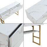 thumbnail of Helloshop26 - Mesa de consola 75 x 120 x 30 cm efeito mármore branco e dourado 03_0010889