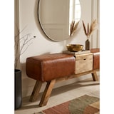 thumbnail of Retro Sitzbank, Echtes Leder, Holzbeine, 120 cm - Stilvoll & Komfortabel mit Stauraum. 120x29x53 cm | Kadima Design