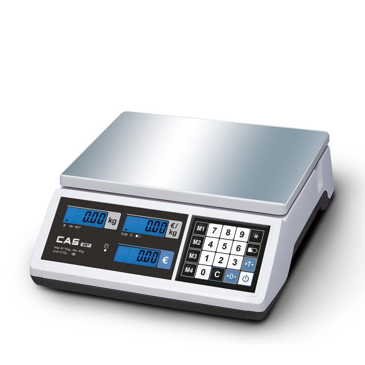 CAS Waage ERJ,  preisrechnend, Ladenwaage, GEEICHT, Wägebereich bis 30 kg, Ablesbarkeit 5g