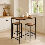 thumbnail of Relaxdays Bartisch Set, 3-tlg, Theke mit Hockern, Esstisch HBT: 90 x 120 x 50 cm, 2 Personen, Industrial, braun/schwarz