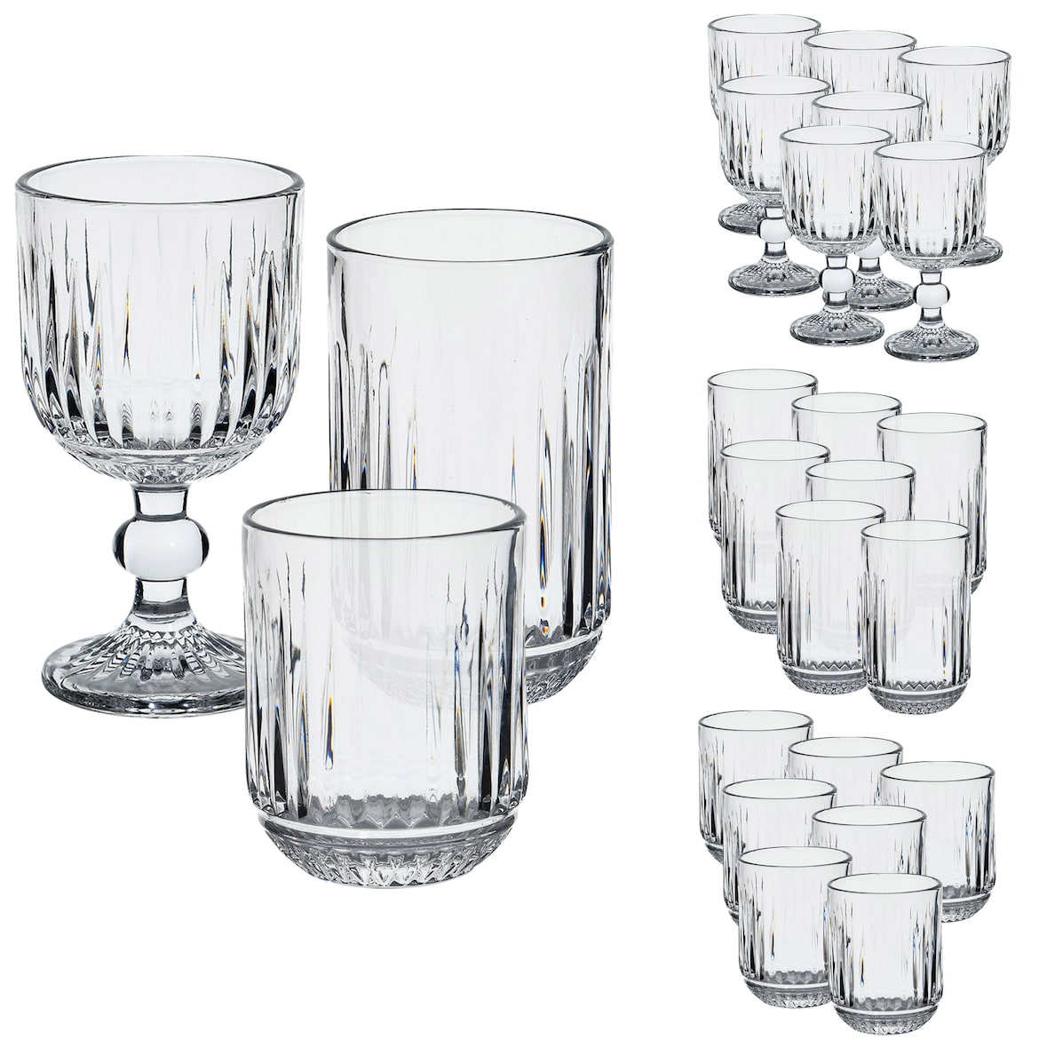 San Ignacio - Set aus 16 Gläsern (8x260ml + 8x380ml) mit 8 Kristallgläsern (250ml)