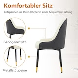 thumbnail of Standard-Esszimmerstuhl 2er-Set aus Metall und PU-Kunstleder in Dunkelgrau/Weiß, 47,3x44x91 cm, mit Blitz-Rückenlehne