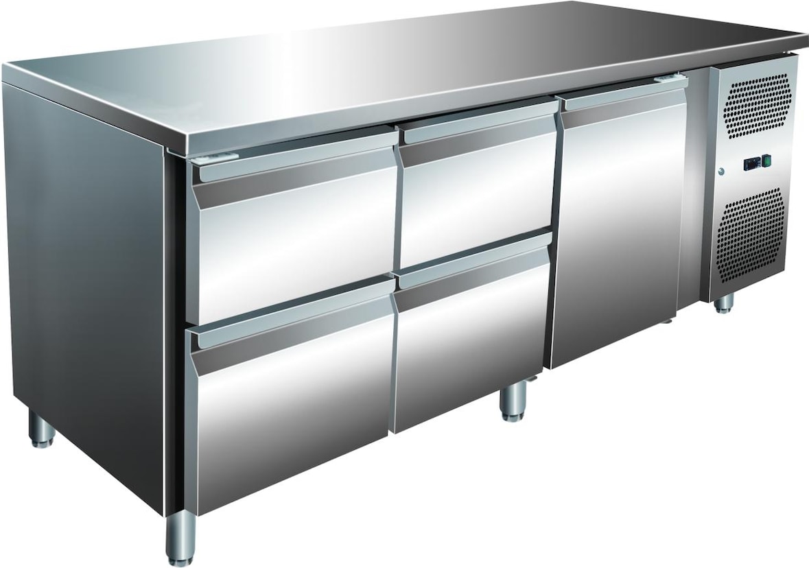 A&S VIP Kühltisch mit 2x 2 Schubladen und 1 Tür -2 bis +8°C 1.795x700x860 mm