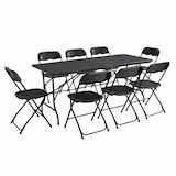 thumbnail of Rekkem faltbare Gartengarnitur HDPE-Tisch 180 x 75 x 74cm Schwarz und Stühle 40 x 45 x 81cm x8 Schwarz