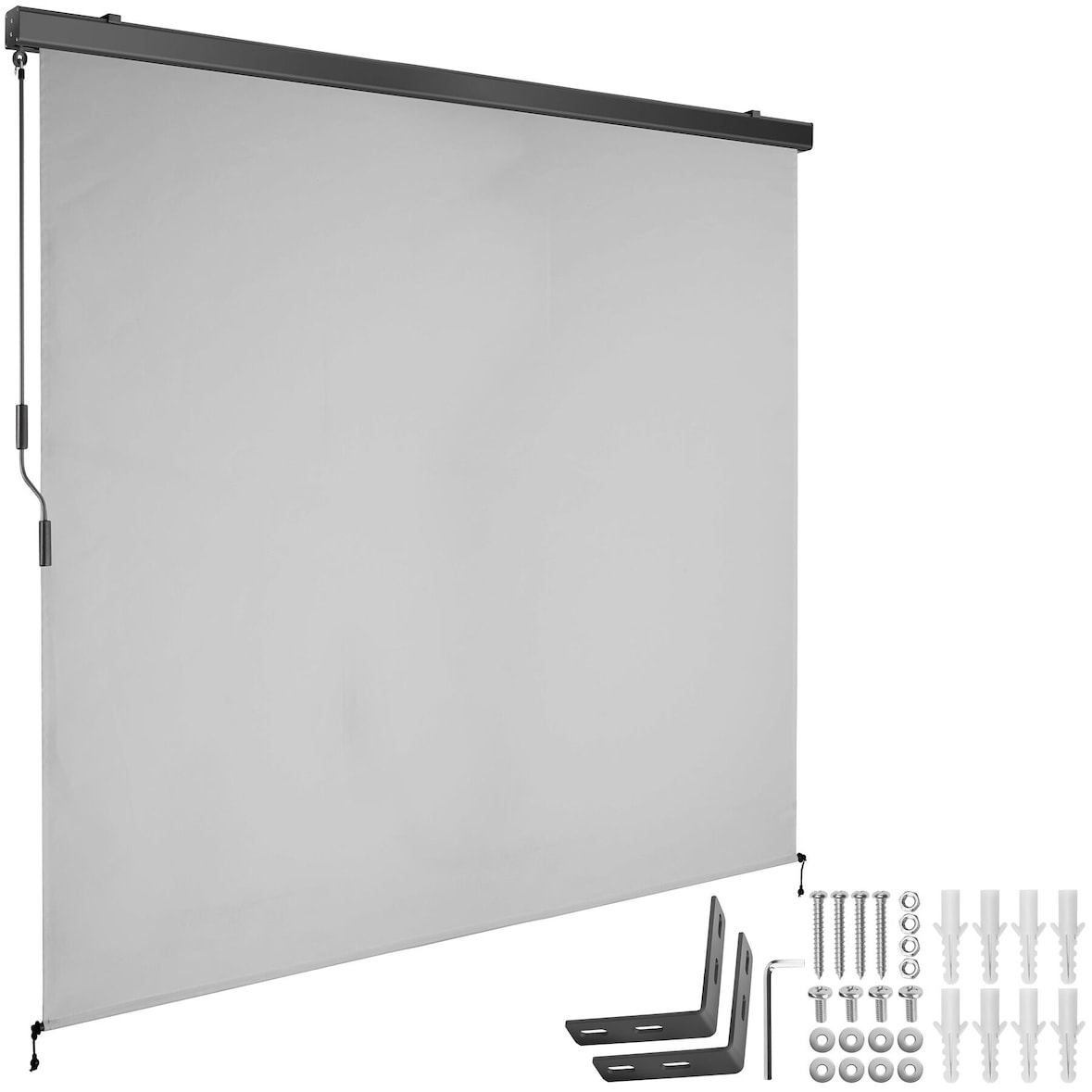 tectake Estor vertical ELOISE com 2 suportes de parede - 200 x 250 cm cinzento claro