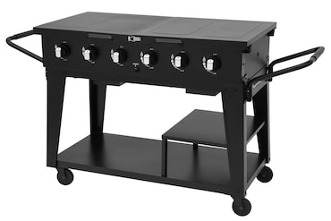 aro Gasgrill met 6 branders, grilloppervlak 106 × 48 cm, verrijdbaar, staal, zwart