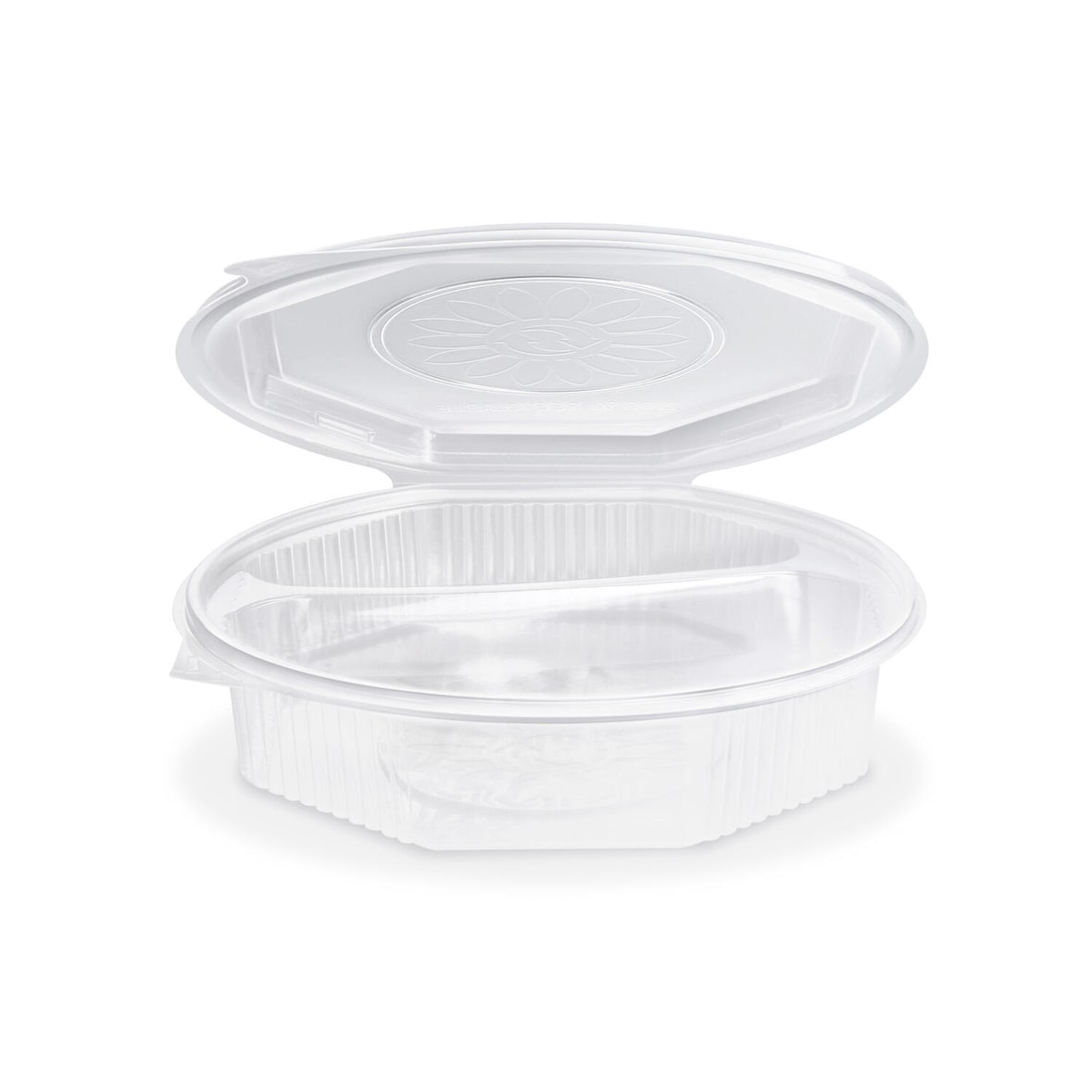 25x Menüschalen achteckig Achteckbecher klar mit Deckel 2-geteilt PP