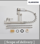 thumbnail of KLARWERK® Björn | Horeca Keukenkraan Zilver Geborsteld Twee Douchekoppen | RVS Kraan Keuken 2 Aansluitingen | Dubbele Spoelbak Restaurant Horeca