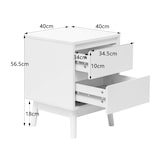 thumbnail of Rebecca Mobili Nachttisch 2 Schubladen Mehrzweck Weiß MDF Skandinavischer Stil