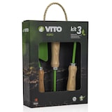 thumbnail of Kit 3 outils de jardin Acier et manche bois de hêtre Transplantoir + Serfouette + Rateau 5 dents VITO