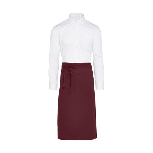 ROME - Medium Length Bistro Apron with Pocket: One Size / Burgundy