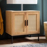 thumbnail of Waschbeckenunterschrank Eiche-Optik 60x60x40 cm mit Türen, Badezimmerschrank mit Rattangeflecht, Unterschrank Stehend, Badschrank Midischrank Klein