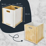 thumbnail of HMF Aufbewahrungsbox aus Holz zum Zusammenstecken, 2er Set, passend für Kallax, 32 x 32 x 32 cm, Weiß