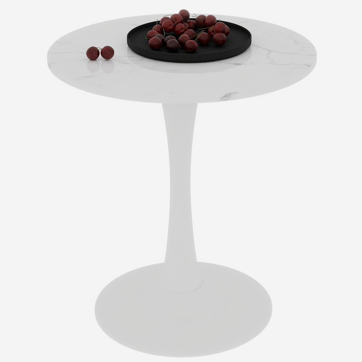 Couchtisch Rund Weiß 70x70x72 cm, Kunstmarmor Tischplatte, hochbeinige Konstruktion, minimalistisches Design, vielseitig als Beistelltisch