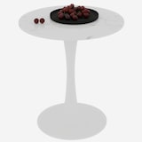 thumbnail of Couchtisch Rund Weiß 70x70x72 cm, Kunstmarmor Tischplatte, hochbeinige Konstruktion, minimalistisches Design, vielseitig als Beistelltisch
