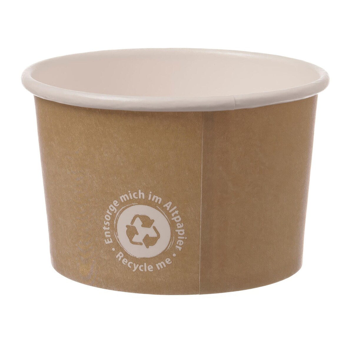 VEPATIM 220 Eisbecher 360 ml 'Recycle Me' ohne Kunststoffbeschichtung 12 oz Ø 10,5 cm