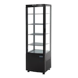 thumbnail of Vitrina refrigerada con puerta curva, 4 estantes, plástico/cristal, 169 x 51,5 x 48,5 cm, refrigeración por aire, 235 L, negra, Polar DP289