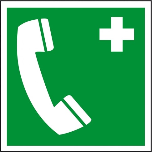 Schild I Rettungszeichen Notruftelefon, Kunststoff, 200x200mm, ASR A1.3, DIN EN ISO 7010 E004