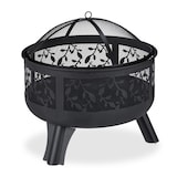 thumbnail of Relaxdays Feuerschale mit Funkenschutz, Garten & Terrasse, mit Schürhaken, Outdoor Feuerkorb, HxD: 60 x 60 cm, schwarz