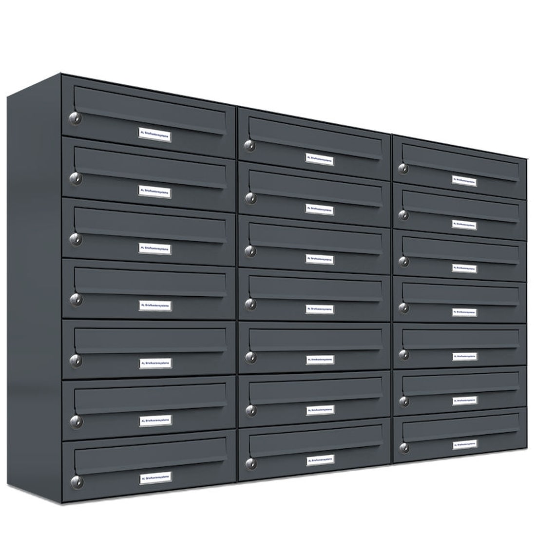 AL Briefkastensysteme 21 Fach Premium Wand Briefkasten Anlage in RAL 7016 Anthrazit Grau, Post A4, robust, wetterfest, Artikelnummer: 132P21EA3P7016