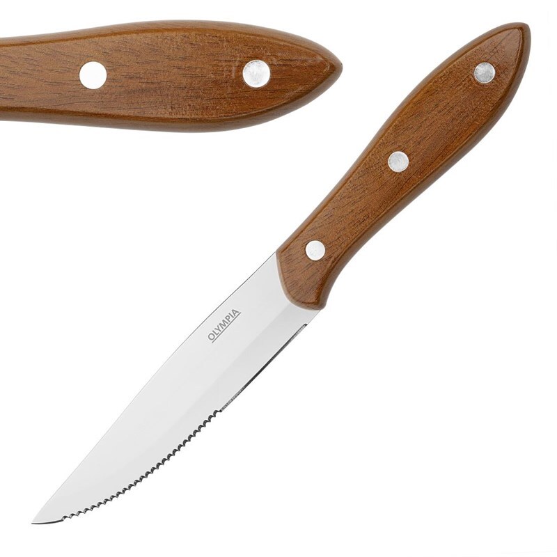 Olympia Jumbo Steakmesser mit PP-Griffen in Holzoptik (12 Stück)