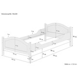 thumbnail of Massivholz Bett 100x200 Kieferbett Einzelbett Gästebett Futonbett Zubehör wählbar V-60.30-10Federleisten