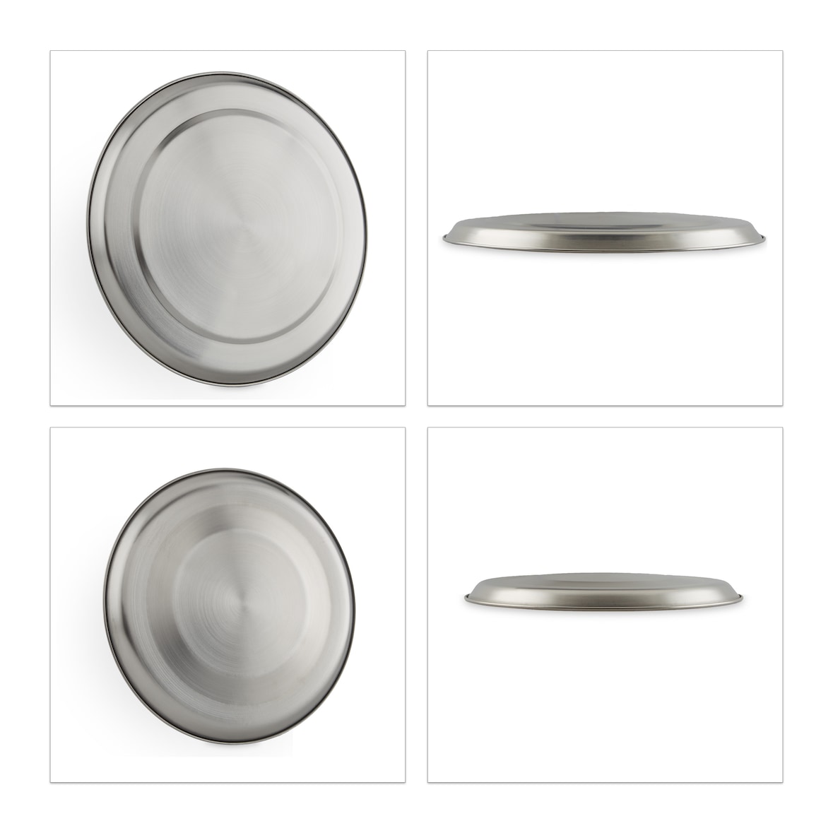 Relaxdays Herdabdeckplatten Edelstahl 4er Set, Herdplatten Abdeckung bis 20 cm Durchmesser Elektroherd Abdeckung, silber