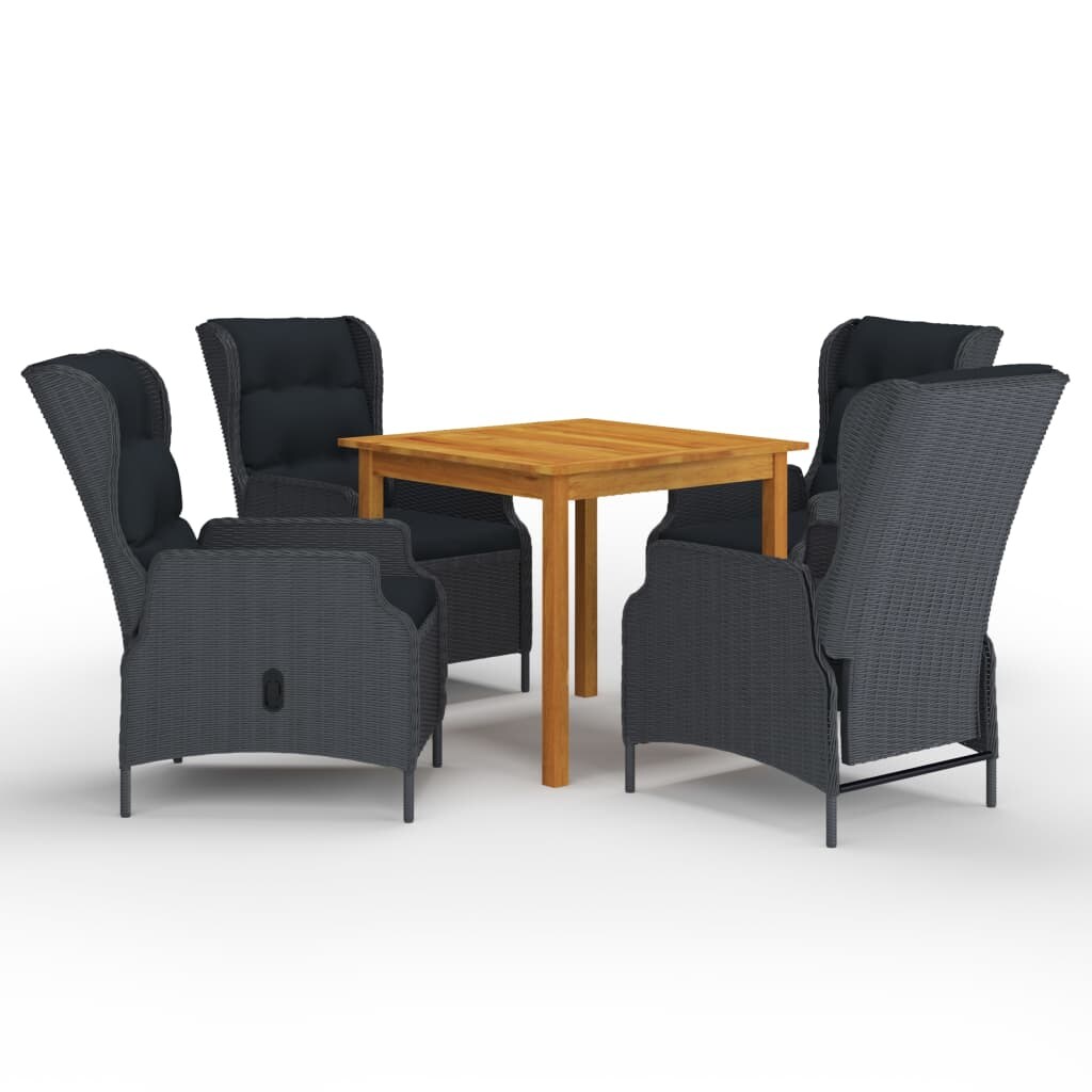 Helloshop26 - Conjunto de comedor de jardín exterior de 5 piezas muebles gris oscuro 02_0013802